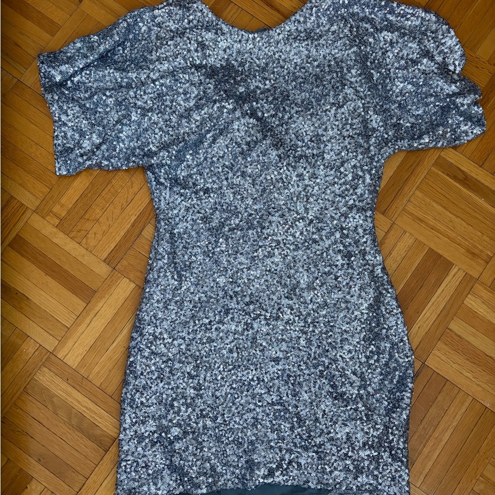 Zara Sparkling Silver Sequin Dress